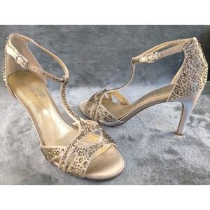 Antonio Melani Women's Size 9M Gold Strappy High‎ Heel Sandals Rhinestone...